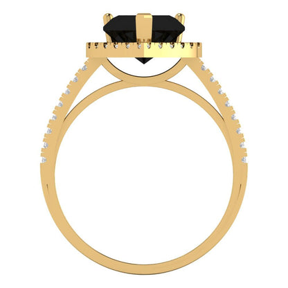 2.285 cttw Natural Onyx Hidden Halo Engagement Ring - Solid Yellow Gold (VVS1, Heart Cut,8mm)