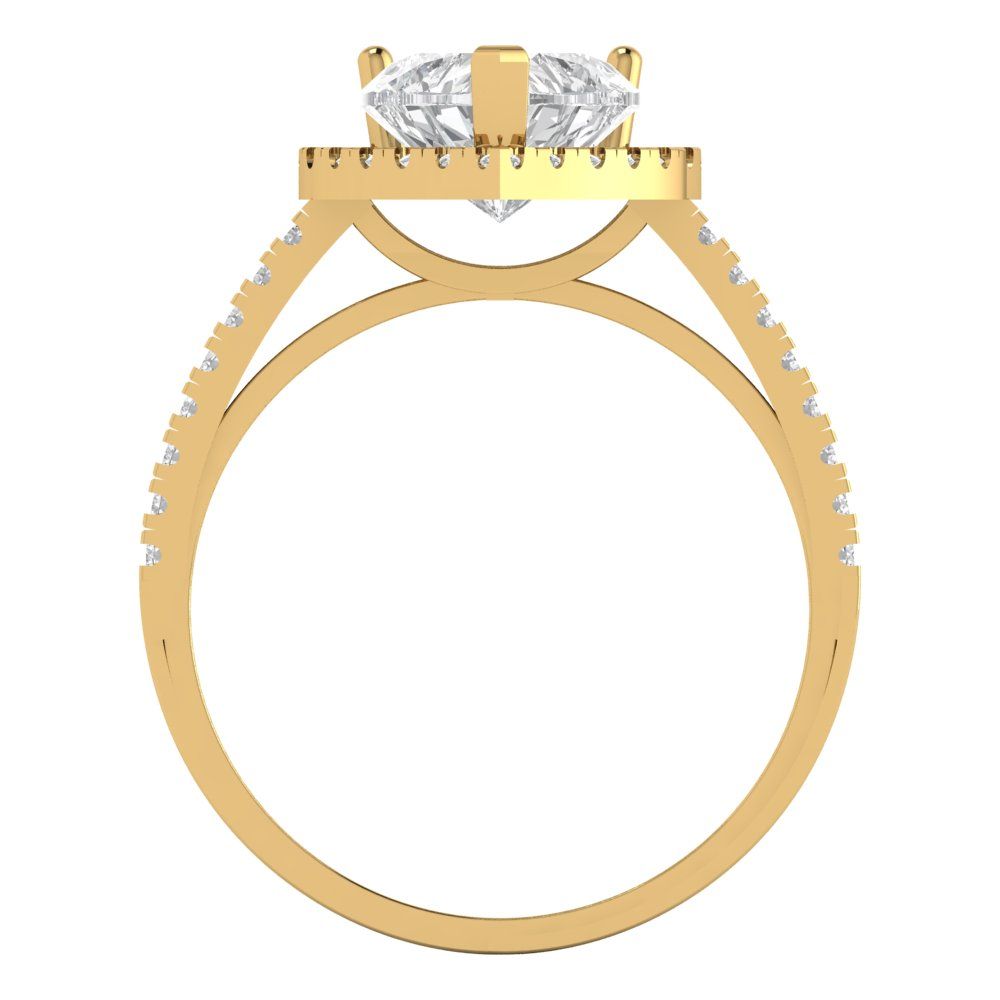 2.285 cttw Zirconia Simulated Diamond Hidden Halo Engagement Ring - Solid Gold (VVS1, Heart Cut,8mm)