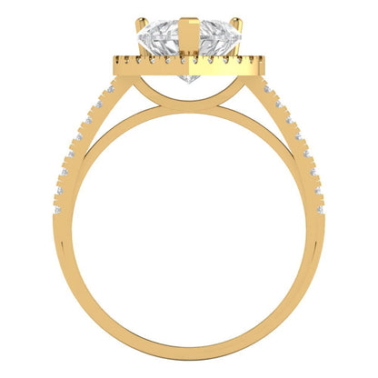 2.285 cttw Zirconia Simulated Diamond Hidden Halo Engagement Ring - Solid Gold (VVS1, Heart Cut,8mm)