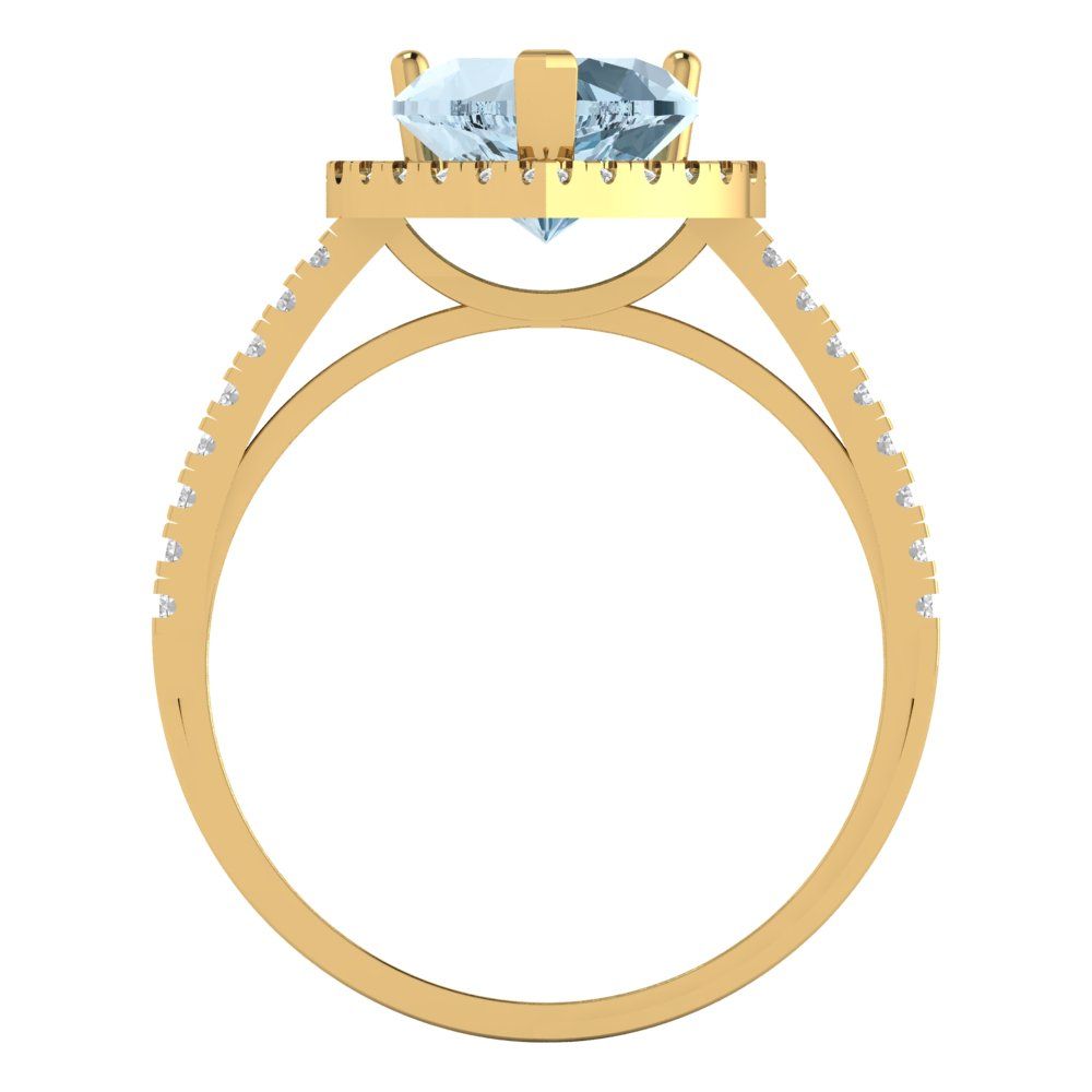 2.285 cttw Natural Swiss Blue Topaz Hidden Halo Engagement Ring - Solid Gold (Heart Cut,8mm)