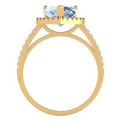 2.285 cttw Natural Aquamarine Hidden Halo Engagement Ring - Solid Gold (Heart Cut,8mm)