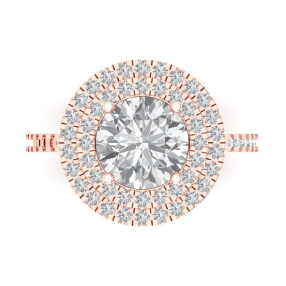 2.6 cttw White Sapphire Hidden Halo Engagement Ring - Solid Rose Gold (VVS1, Round Cut,8.0mm)