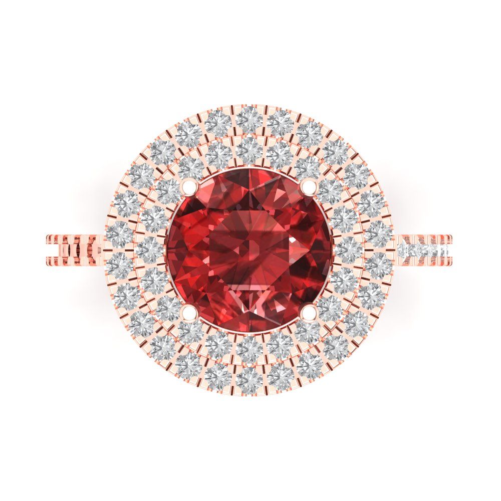 2.6 cttw Natural Garnet Hidden Halo Engagement Ring - Solid Gold (Round Cut,8.0mm)