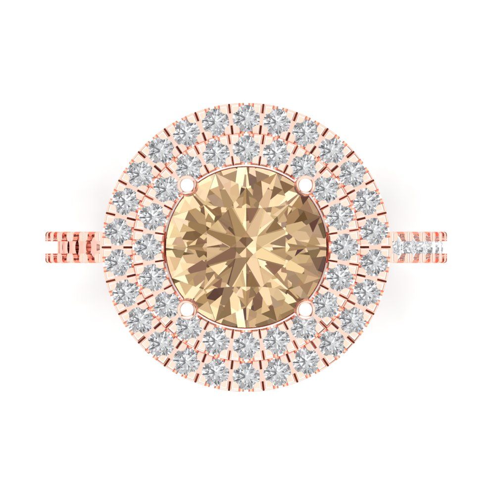 2.6 cttw Yellow Moissanite Hidden Halo Engagement Ring - Solid Gold (Round Cut,8.0mm)