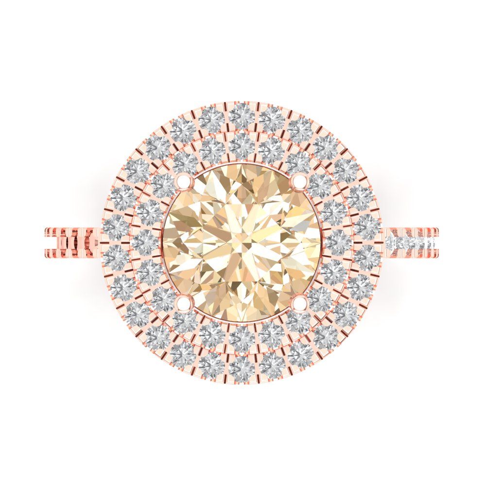 2.6 cttw Natural Morganite Hidden Halo Engagement Ring - Solid Rose Gold (VVS1, Round Cut,8.0mm)