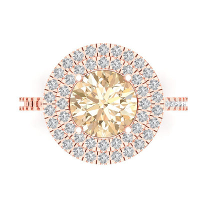 2.6 cttw Natural Morganite Hidden Halo Engagement Ring - Solid Rose Gold (VVS1, Round Cut,8.0mm)