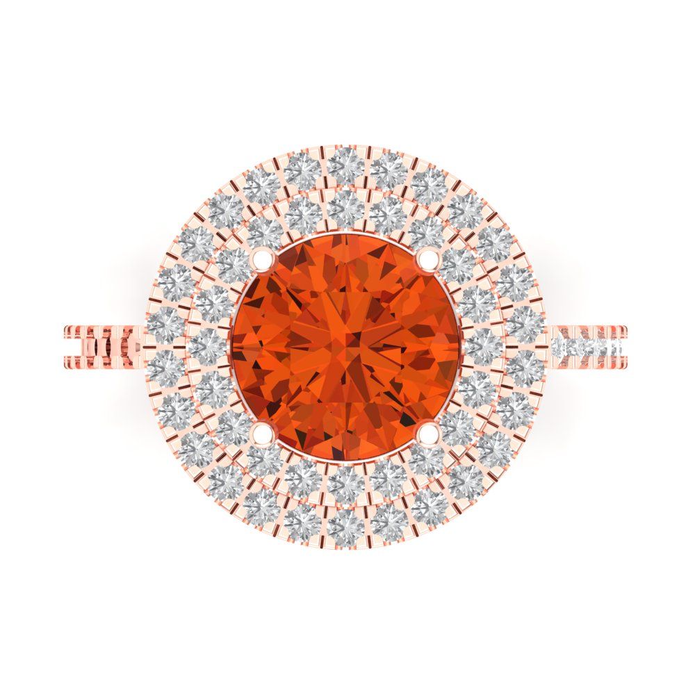 2.6 cttw Zirconia Simulated Red Diamond Hidden Halo Engagement Ring - Solid Gold (VVS1, Round Cut,8.0mm)