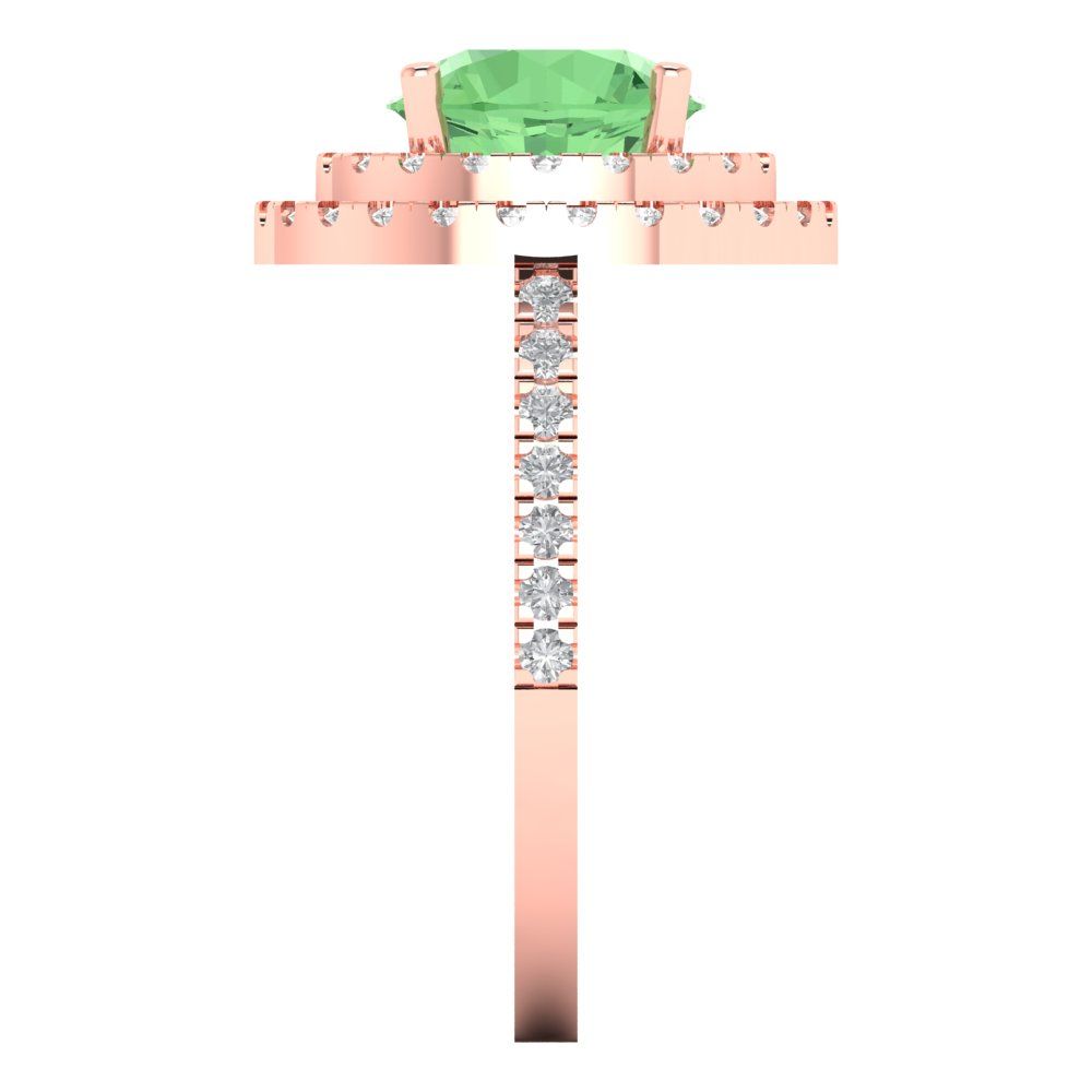 2.6 cttw Zirconia Simulated Green Diamond Hidden Halo Engagement Ring - Solid Rose Gold (VVS1, Round Cut,8.0mm)