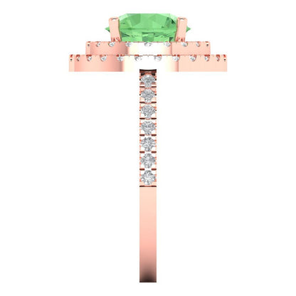 2.6 cttw Zirconia Simulated Green Diamond Hidden Halo Engagement Ring - Solid Rose Gold (VVS1, Round Cut,8.0mm)
