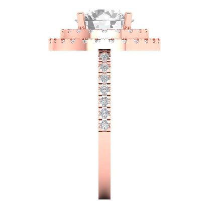 2.6 cttw Moissanite Hidden Halo Engagement Ring - Solid Rose Gold (VVS1, Round Cut,8.0mm)