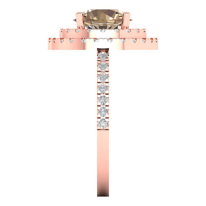 2.6 cttw Yellow Moissanite Hidden Halo Engagement Ring - Solid Gold (Round Cut,8.0mm)