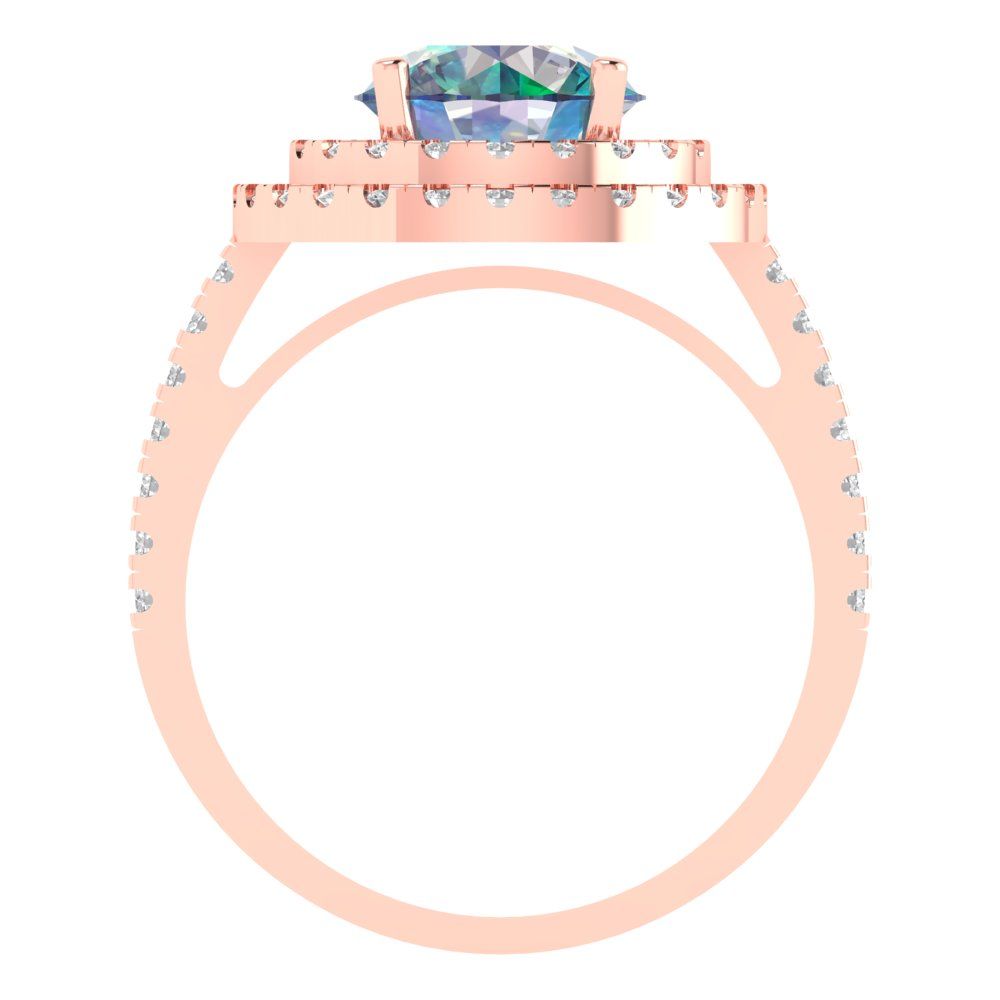 2.6 cttw Blue Moissanite Hidden Halo Engagement Ring - Solid Gold (Round Cut,8.0mm)