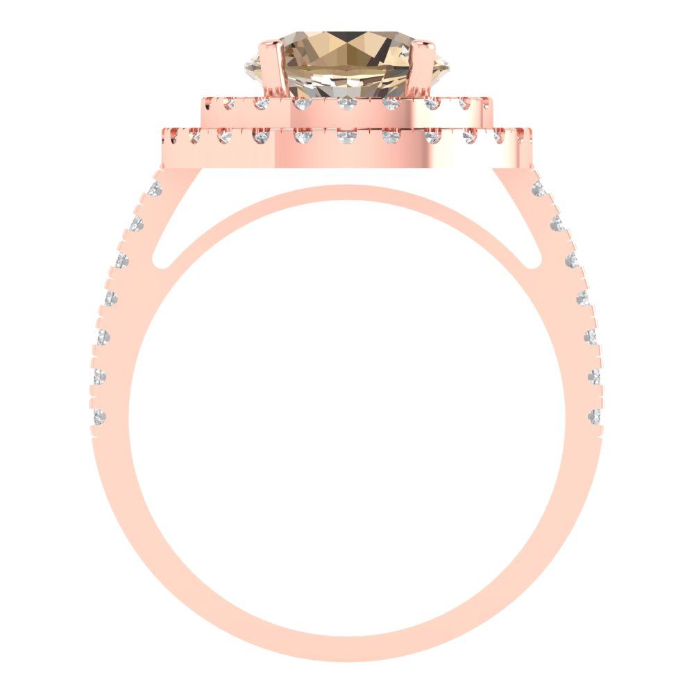 2.6 cttw Yellow Moissanite Hidden Halo Engagement Ring - Solid Gold (Round Cut,8.0mm)