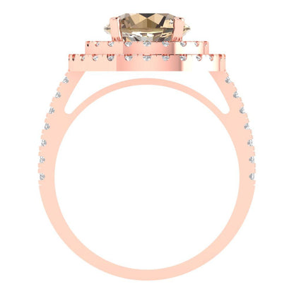 2.6 cttw Yellow Moissanite Hidden Halo Engagement Ring - Solid Gold (Round Cut,8.0mm)