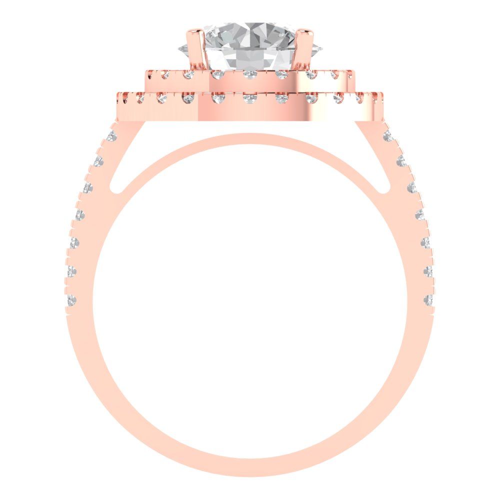 2.6 cttw White Sapphire Hidden Halo Engagement Ring - Solid Rose Gold (VVS1, Round Cut,8.0mm)