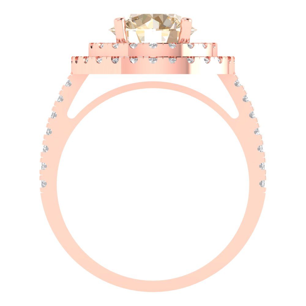 2.6 cttw Natural Morganite Hidden Halo Engagement Ring - Solid Rose Gold (VVS1, Round Cut,8.0mm)