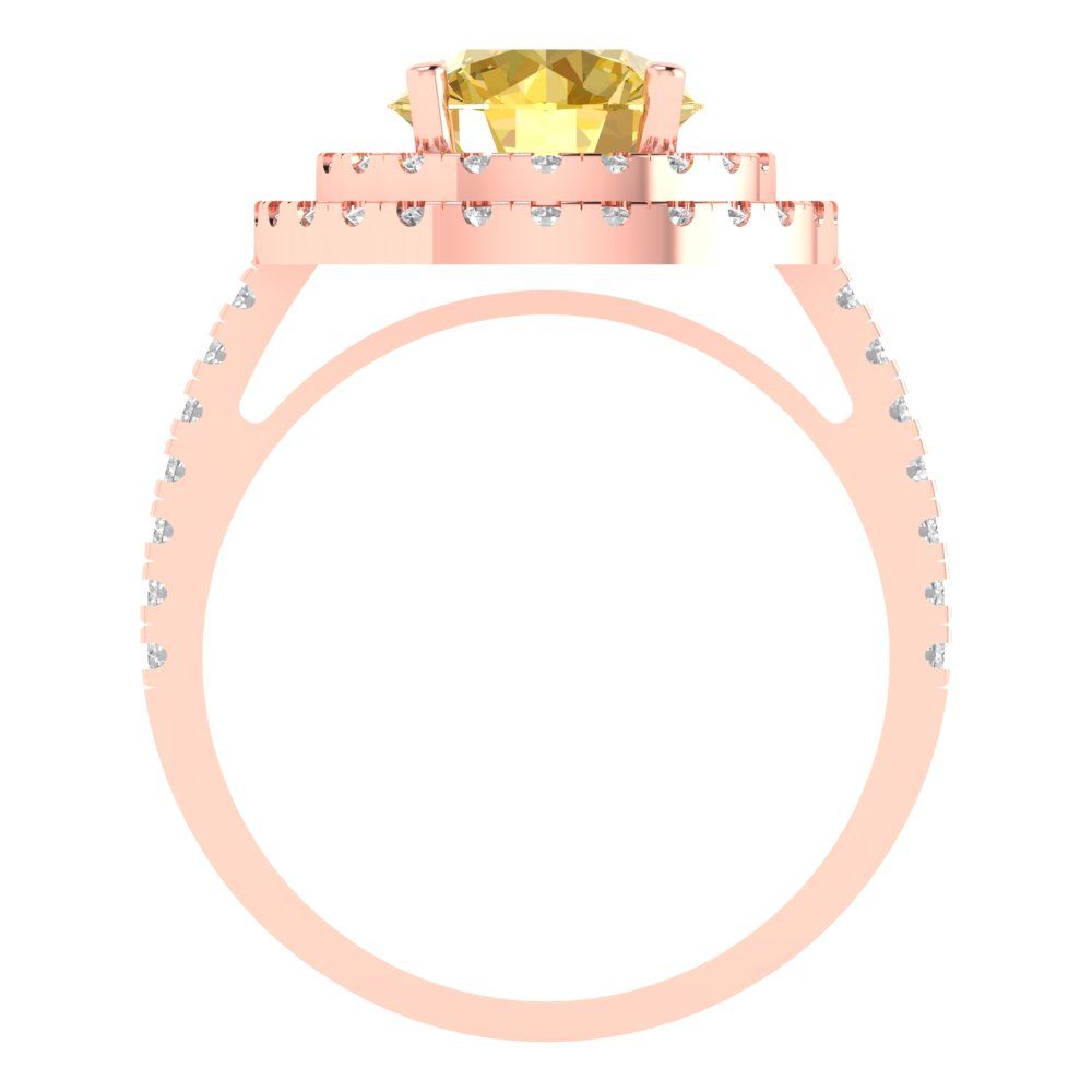 2.6 cttw Natural Citrine Hidden Halo Engagement Ring - Solid Rose Gold (VVS1, Round Cut,8.0mm)