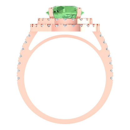 2.6 cttw Zirconia Simulated Green Diamond Hidden Halo Engagement Ring - Solid Rose Gold (VVS1, Round Cut,8.0mm)