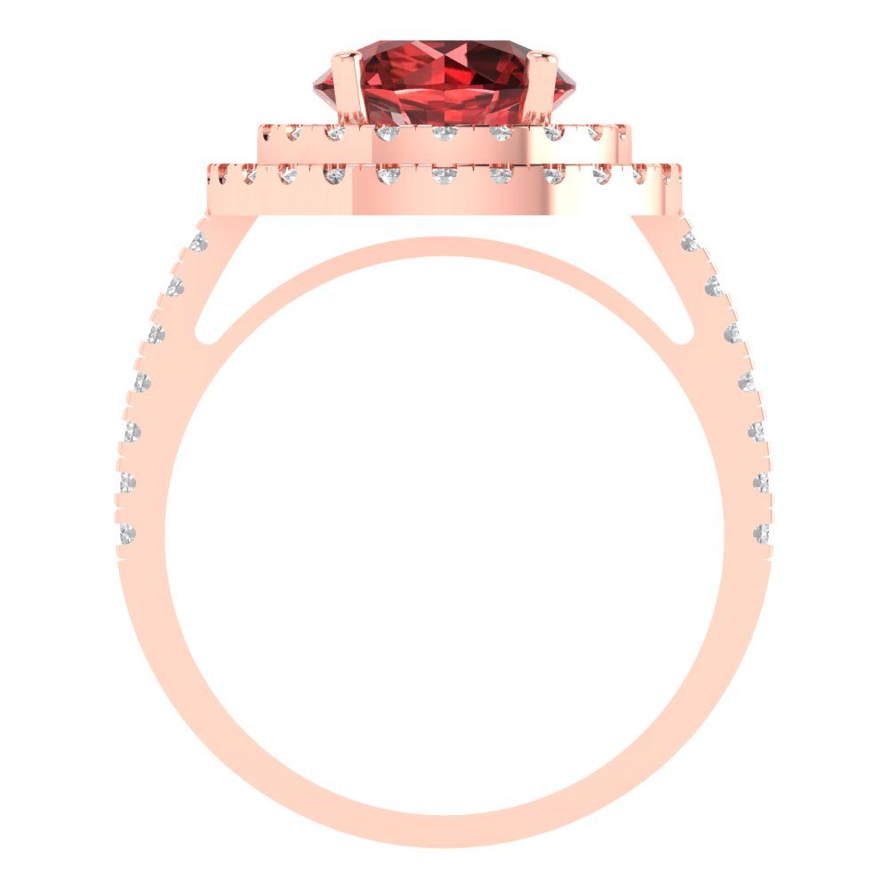 2.6 cttw Natural Garnet Hidden Halo Engagement Ring - Solid Gold (Round Cut,8.0mm)