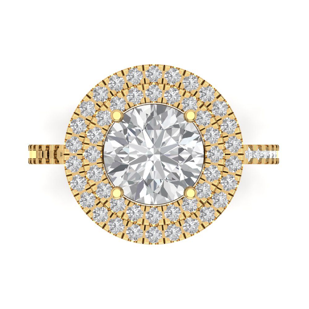 2.6 cttw Certified Moissanite Hidden Halo Engagement Ring - Solid Gold (VVS1, D-F,Round Cut,8.0mm)