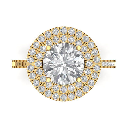2.6 cttw Zirconia Simulated Diamond Hidden Halo Engagement Ring - Solid Gold (VVS1, Round Cut,8.0mm)