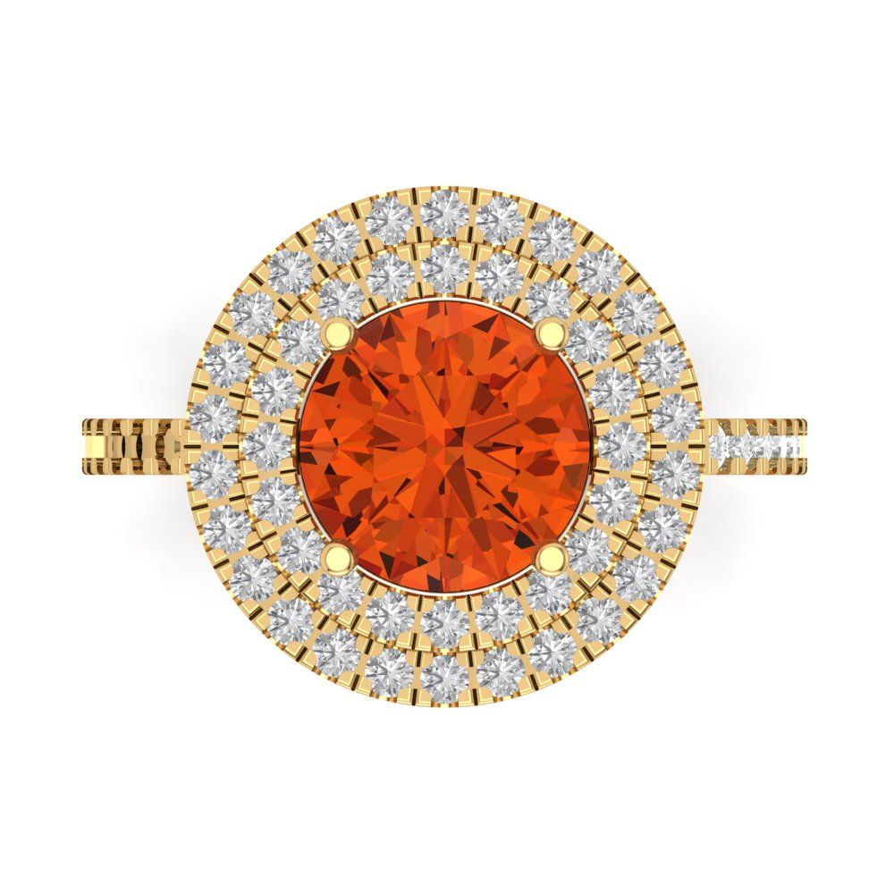 2.6 cttw Zirconia Simulated Red Diamond Hidden Halo Engagement Ring - Solid Gold (VVS1, Round Cut,8.0mm)