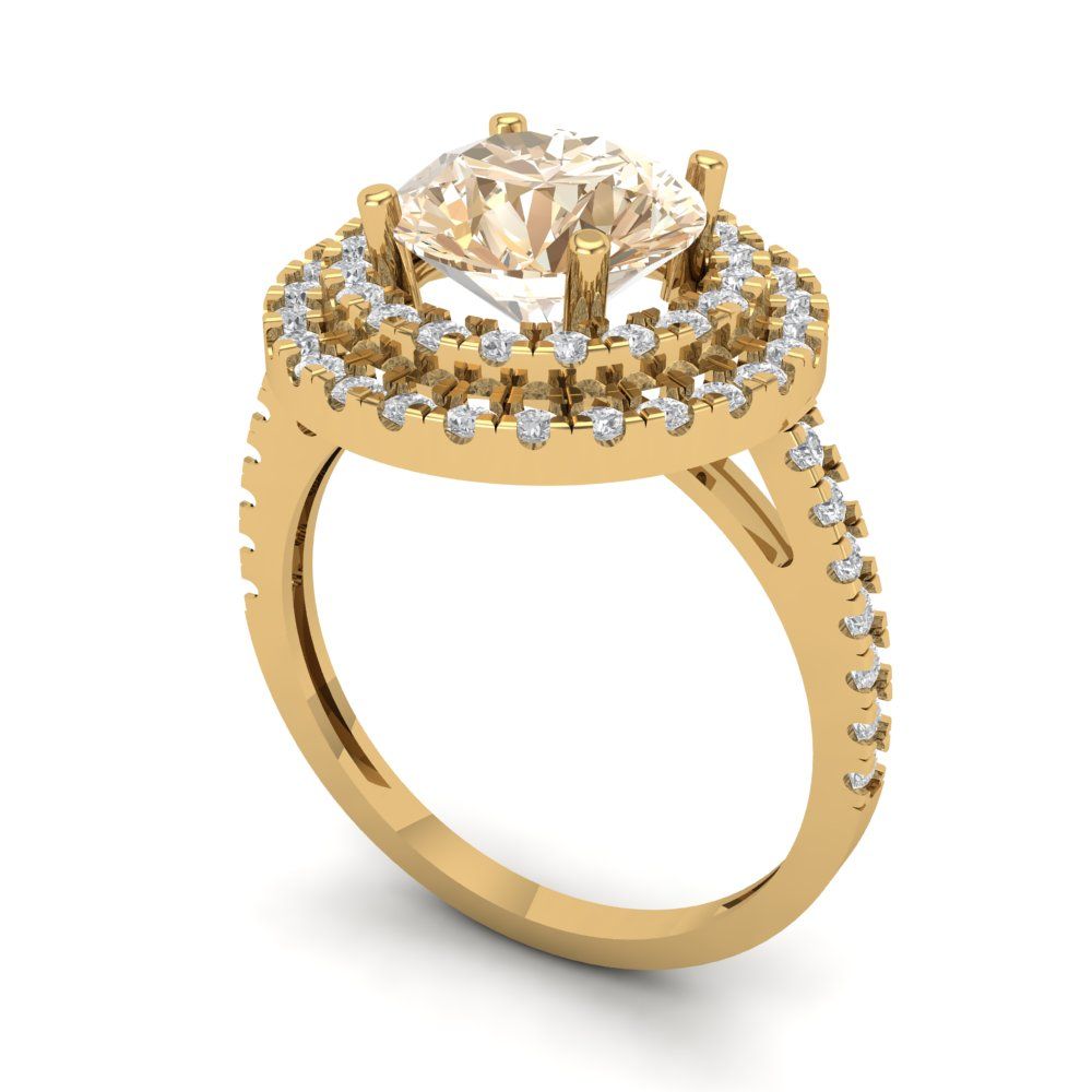 2.6 cttw Natural Morganite Hidden Halo Engagement Ring - Solid Gold (Round Cut,8.0mm)