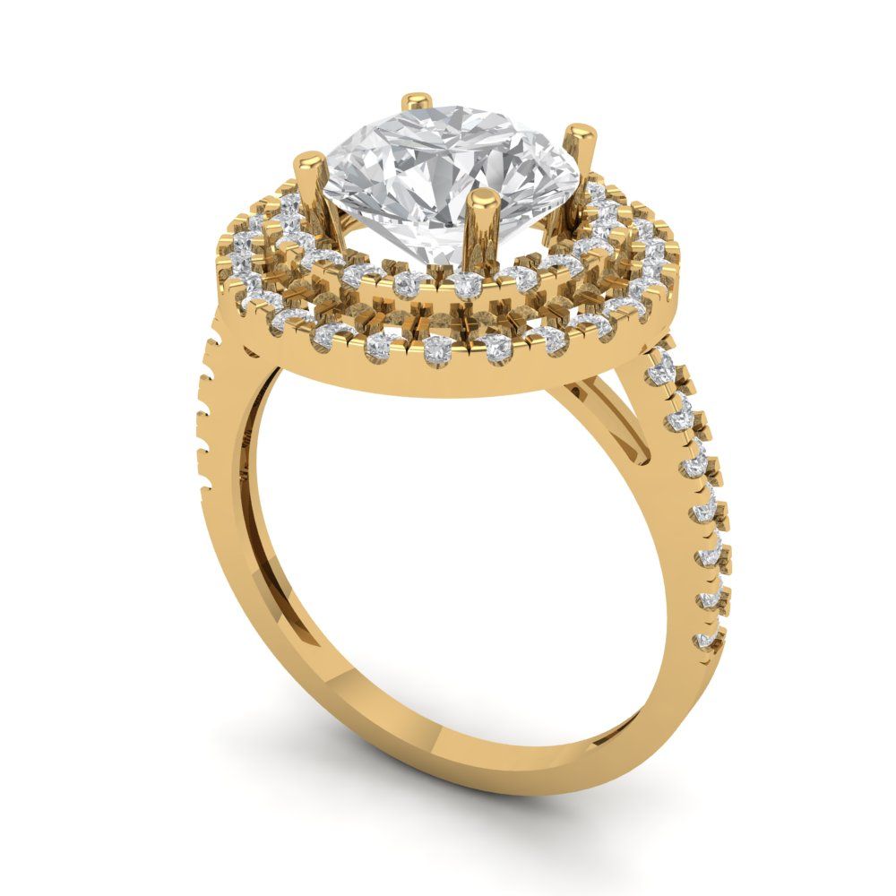 2.6 cttw White Sapphire Hidden Halo Engagement Ring - Solid Gold (Round Cut,8.0mm)