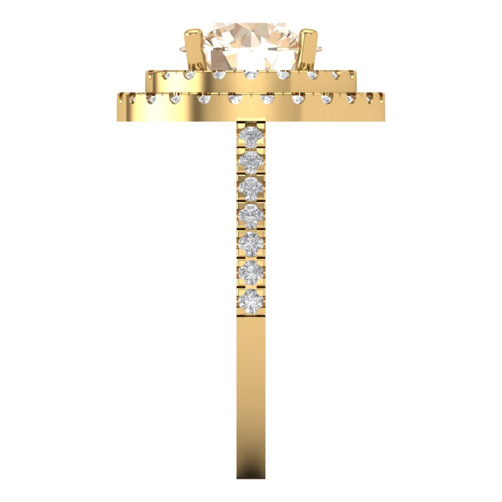 2.6 cttw Natural Morganite Hidden Halo Engagement Ring - Solid Gold (Round Cut,8.0mm)