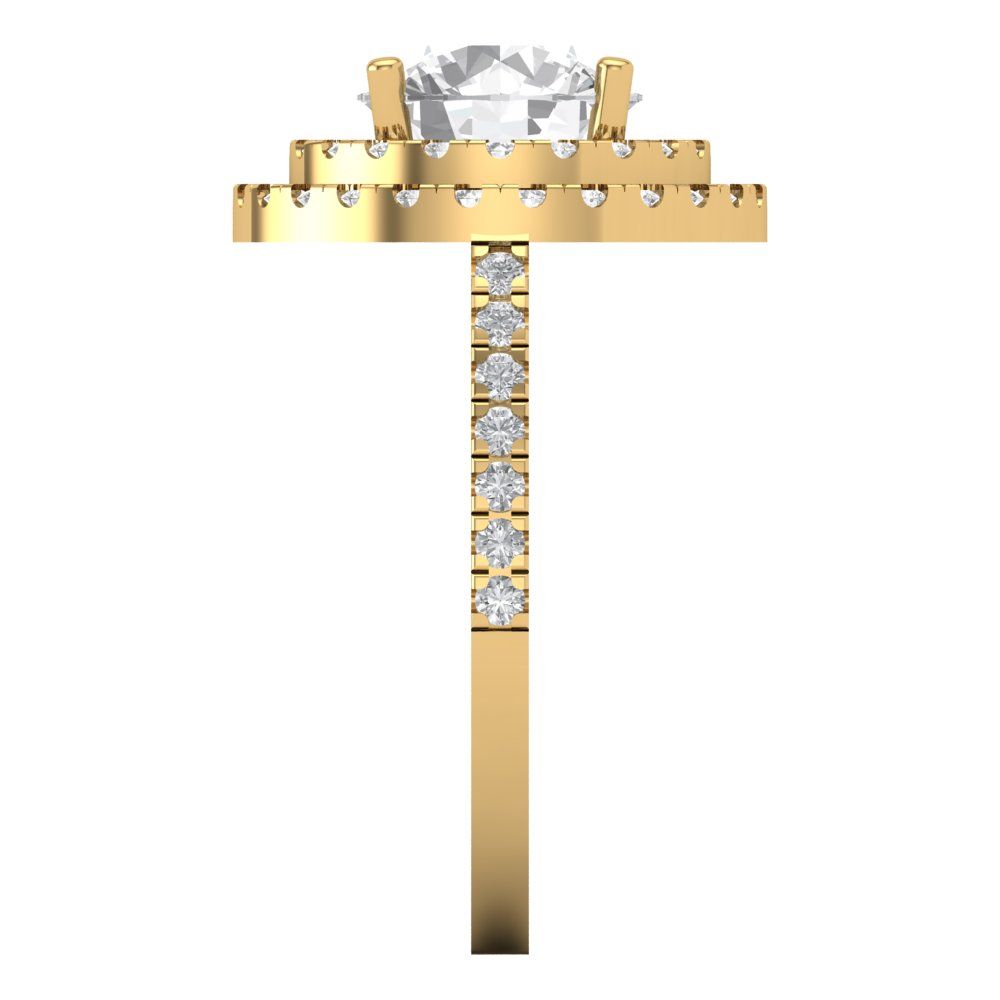 2.6 cttw Certified Moissanite Hidden Halo Engagement Ring - Solid Gold (VVS1, D-F,Round Cut,8.0mm)