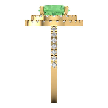 2.6 cttw Zirconia Simulated Green Diamond Hidden Halo Engagement Ring - Solid Gold (VVS1, Round Cut,8.0mm)