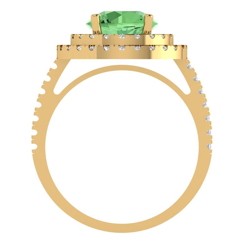 2.6 cttw Zirconia Simulated Green Diamond Hidden Halo Engagement Ring - Solid Gold (VVS1, Round Cut,8.0mm)