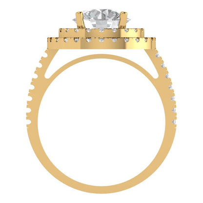 2.6 cttw Certified Moissanite Hidden Halo Engagement Ring - Solid Gold (VVS1, D-F,Round Cut,8.0mm)