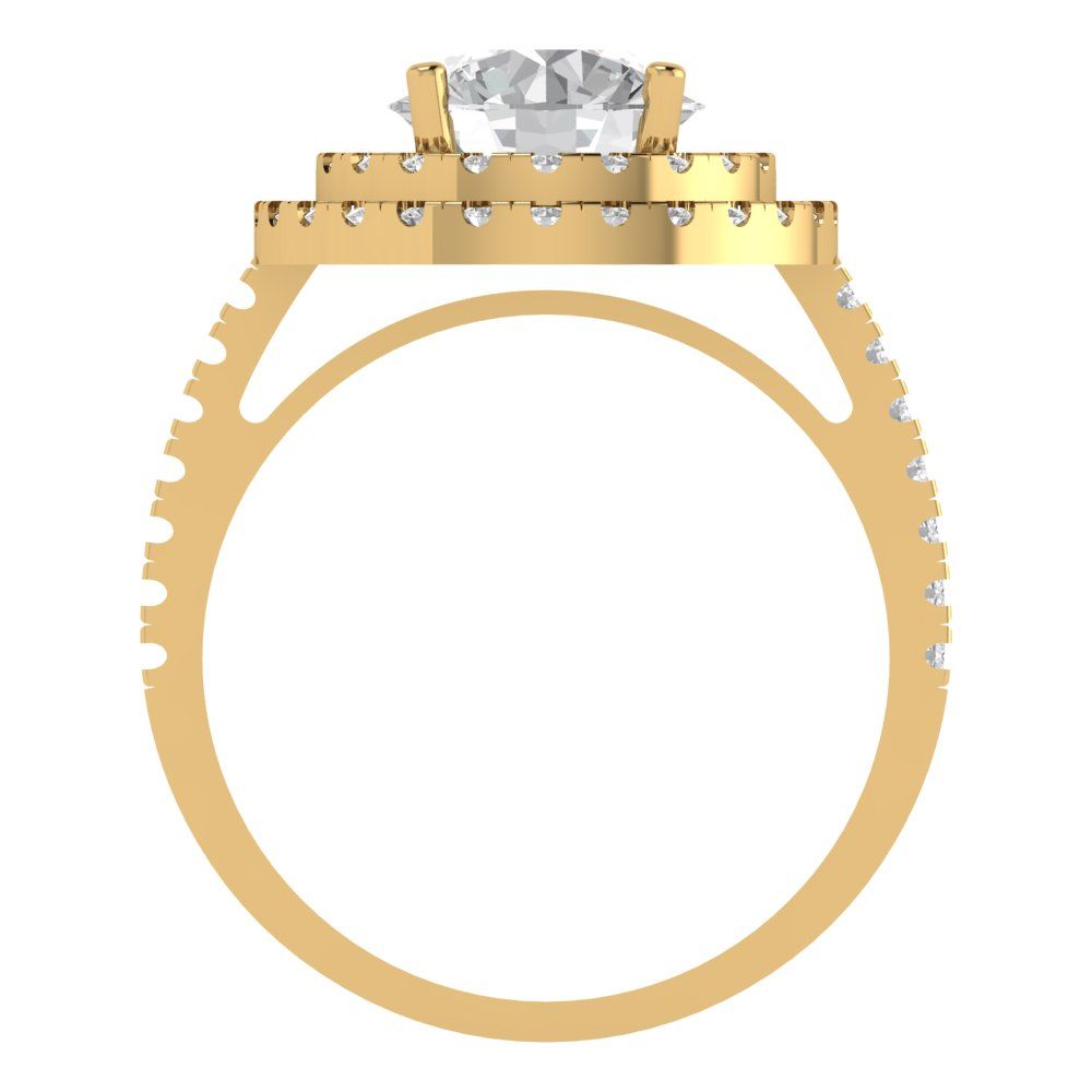 2.6 cttw Zirconia Simulated Diamond Hidden Halo Engagement Ring - Solid Gold (VVS1, Round Cut,8.0mm)