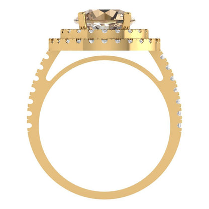 2.6 cttw Yellow Moissanite Hidden Halo Engagement Ring - Solid Yellow Gold (VVS1, Round Cut,8.0mm)