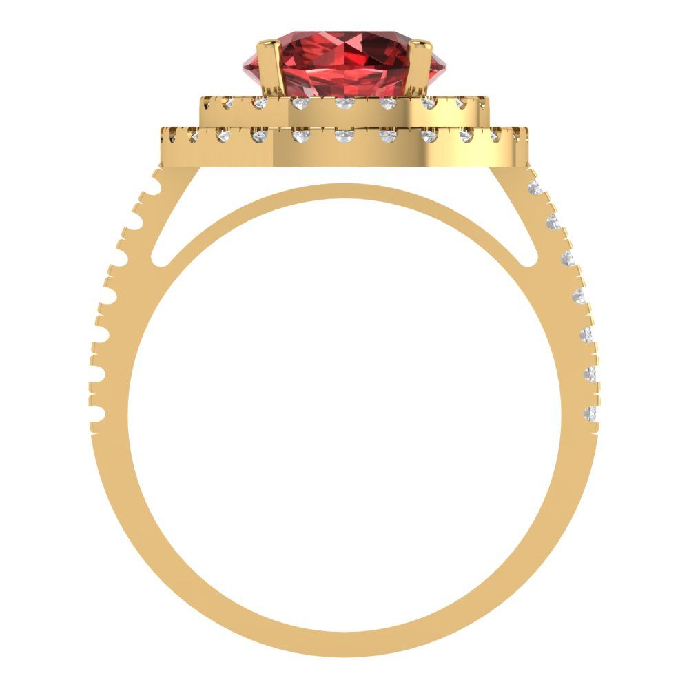 2.6 cttw Natural Garnet Hidden Halo Engagement Ring - Solid Gold (Round Cut,8.0mm)