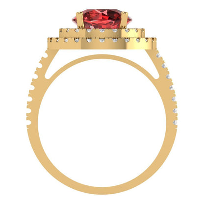2.6 cttw Natural Garnet Hidden Halo Engagement Ring - Solid Gold (Round Cut,8.0mm)