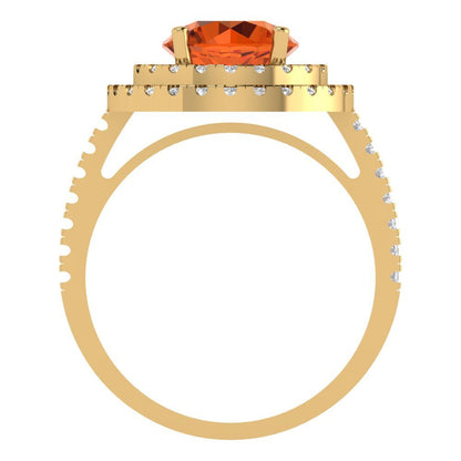 2.6 cttw Simulated Ruby Hidden Halo Engagement Ring - Solid Gold (Round Cut,8.0mm)