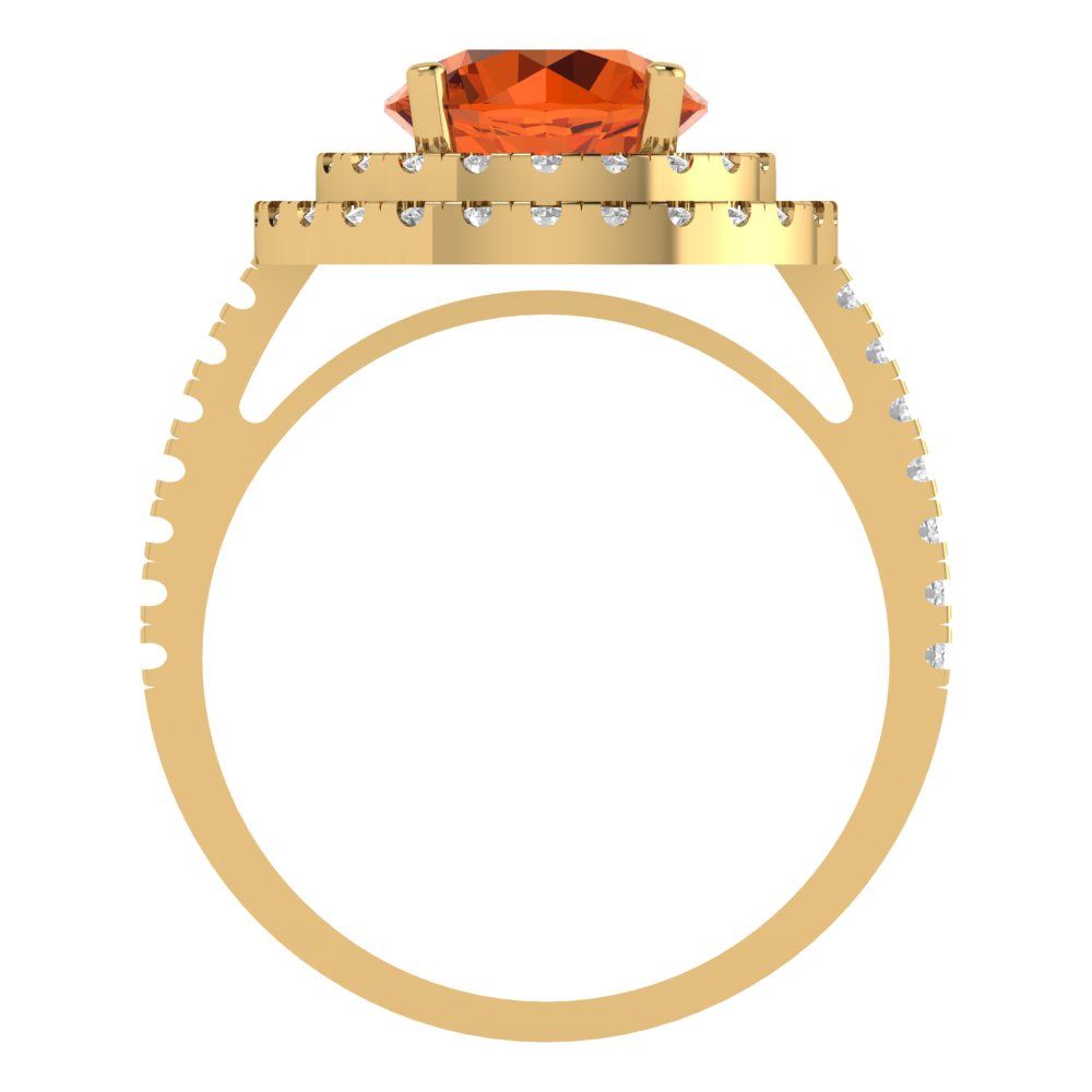 2.6 cttw Zirconia Simulated Red Diamond Hidden Halo Engagement Ring - Solid Gold (VVS1, Round Cut,8.0mm)