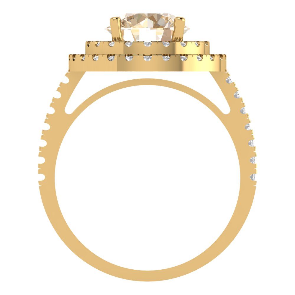 2.6 cttw Natural Morganite Hidden Halo Engagement Ring - Solid Gold (Round Cut,8.0mm)