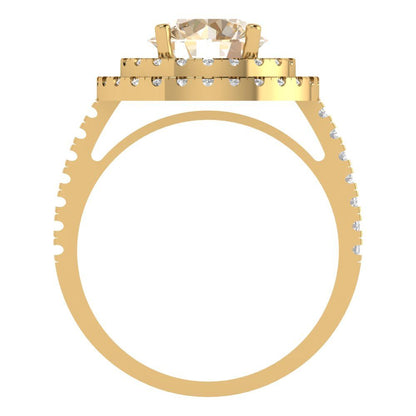 2.6 cttw Natural Morganite Hidden Halo Engagement Ring - Solid Gold (Round Cut,8.0mm)