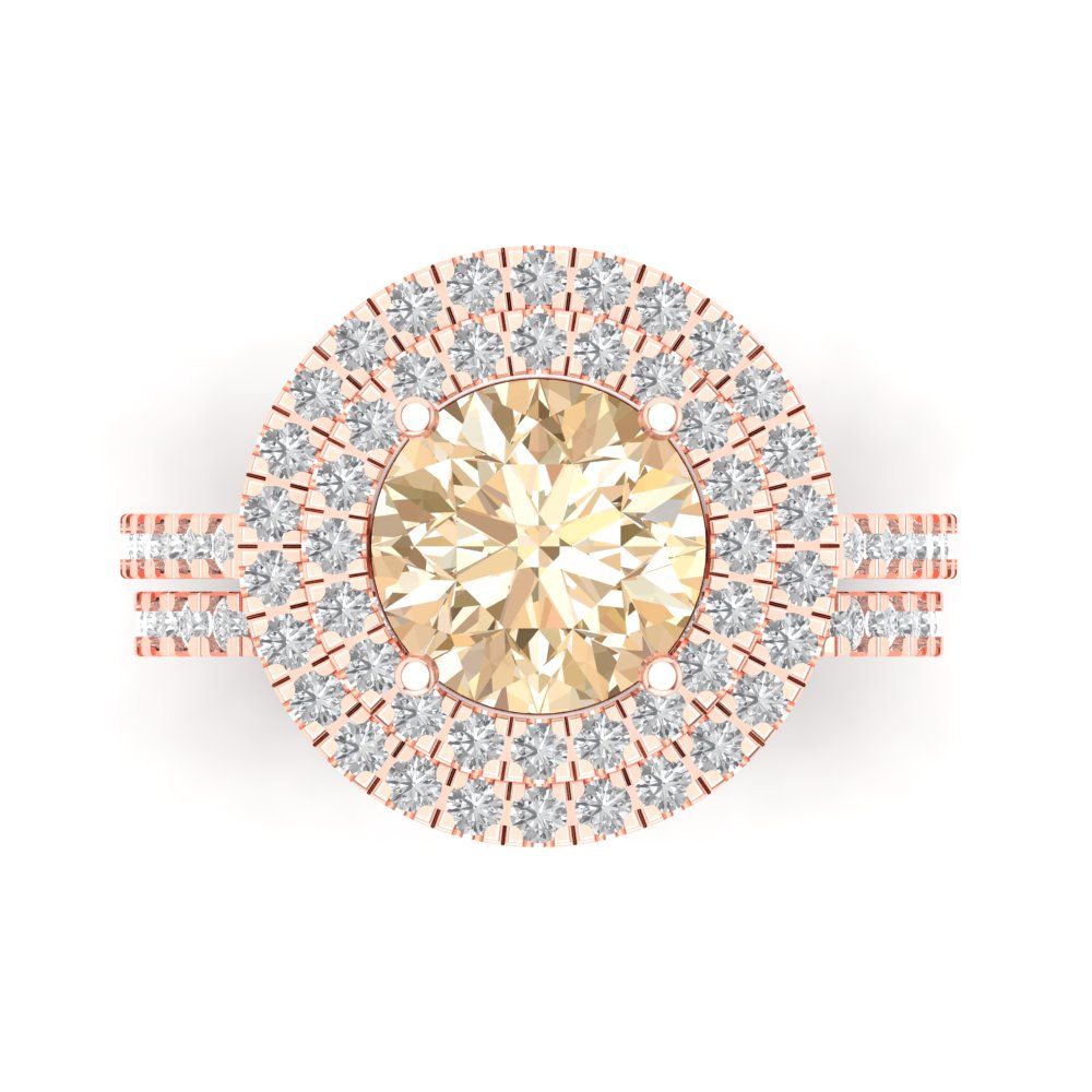 2.73 cttw Round Cut Natural Morganite Bridal Set - Solid Rose Gold Engagement Ring & Wedding Band