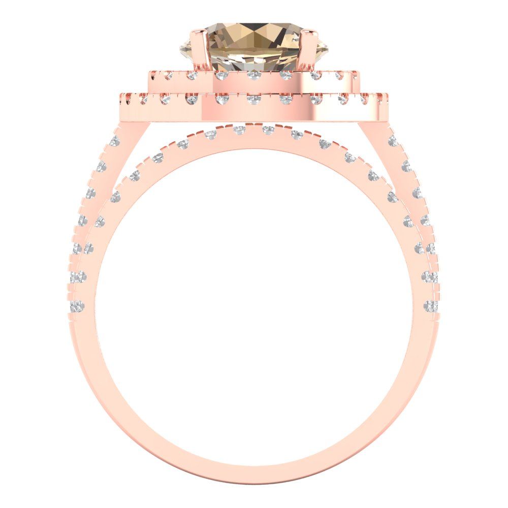 2.73 cttw Round Cut Yellow Moissanite Bridal Set - Solid Rose Gold Engagement Ring & Wedding Band
