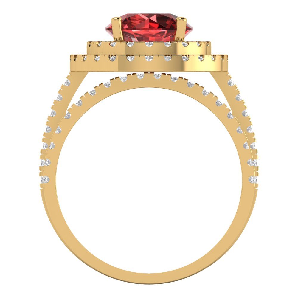 2.73 cttw Round Cut Natural Garnet Bridal Set - Solid Yellow Gold Engagement Ring & Wedding Band