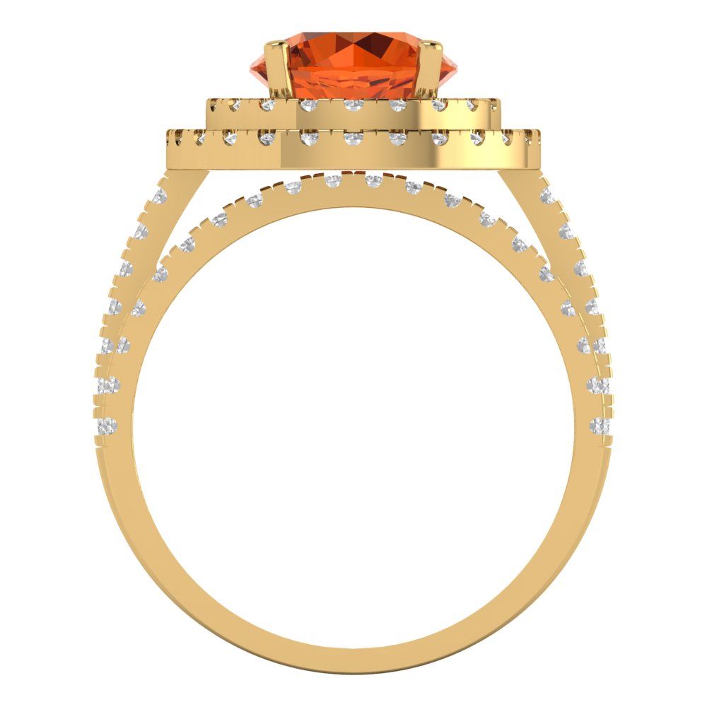 2.73 cttw Round Cut Simulated Red Diamond Bridal Set - Solid Yellow Gold Engagement Ring & Wedding Band