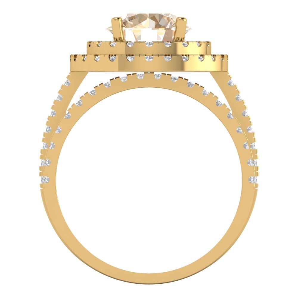 2.73 cttw Round Cut Natural Morganite Bridal Set - Solid Yellow Gold Engagement Ring & Wedding Band