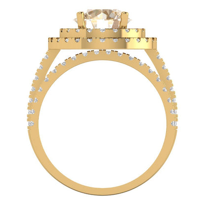 2.73 cttw Round Cut Natural Morganite Bridal Set - Solid Yellow Gold Engagement Ring & Wedding Band