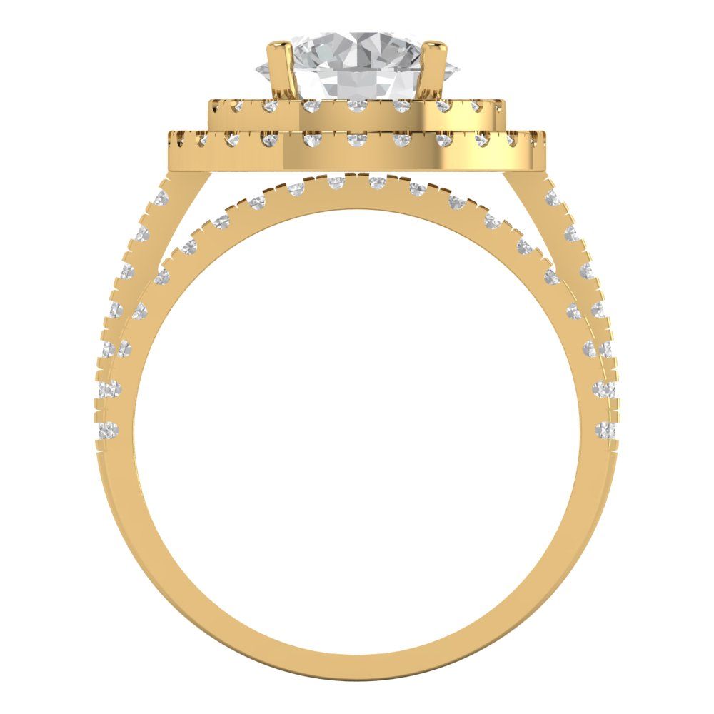 2.73 cttw Round Cut Moissanite Bridal Set - Solid Yellow Gold Engagement Ring & Wedding Band