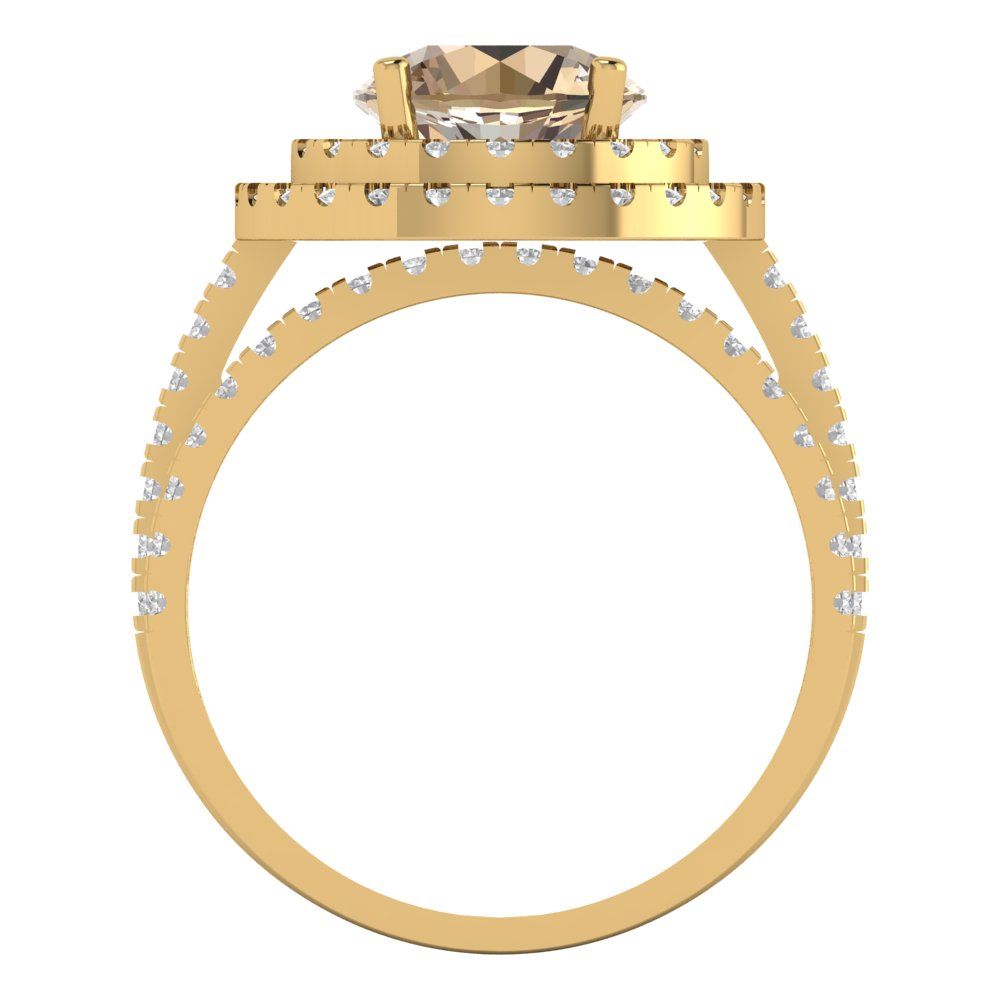 2.73 cttw Round Cut Yellow Moissanite Bridal Set - Solid Yellow Gold Engagement Ring & Wedding Band
