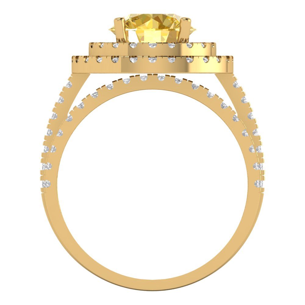 2.73 cttw Round Cut Simulated Yellow Diamond Bridal Set - Solid Yellow Gold Engagement Ring & Wedding Band